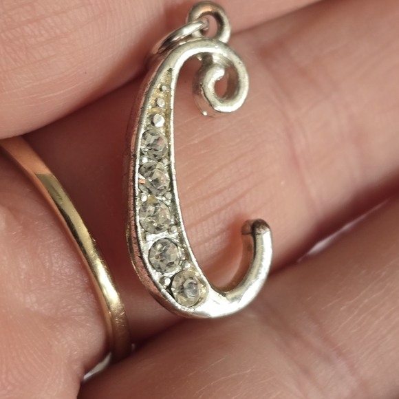 Letter C pendant charm silver tone alphabet initial monogram - Picture 2 of 7